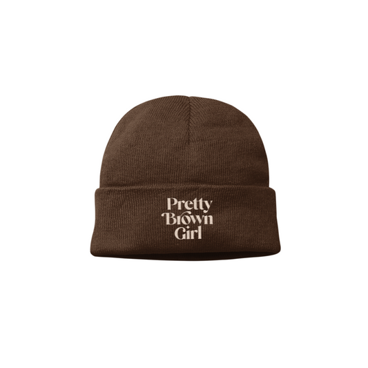 Pretty Brown Girl Beanie (Brown w/ Cream Logo)