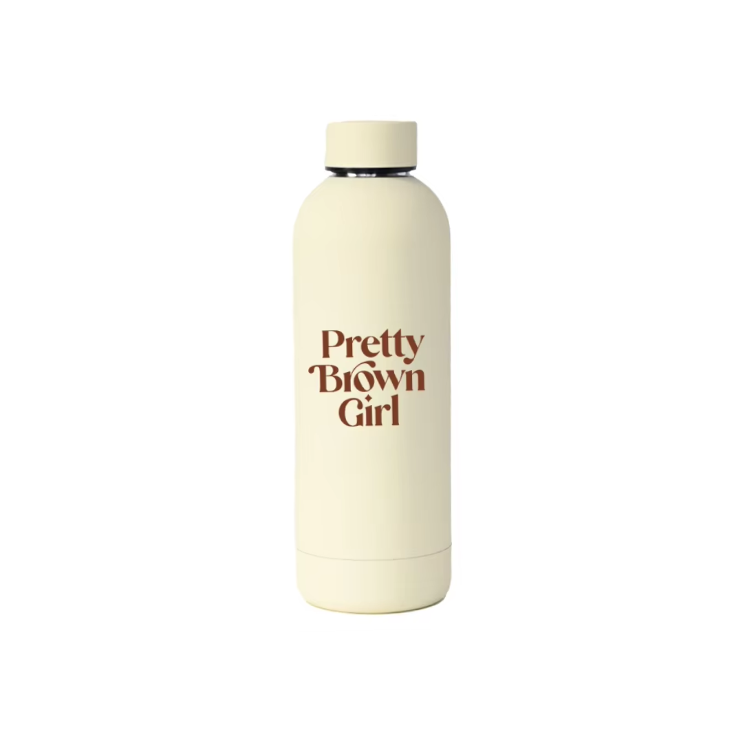 Pretty Brown Girl Luxury Water Bottle (Cream)