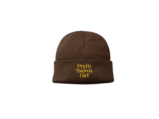 Pretty Brown Girl Beanie (Brown w/ Gold Logo)