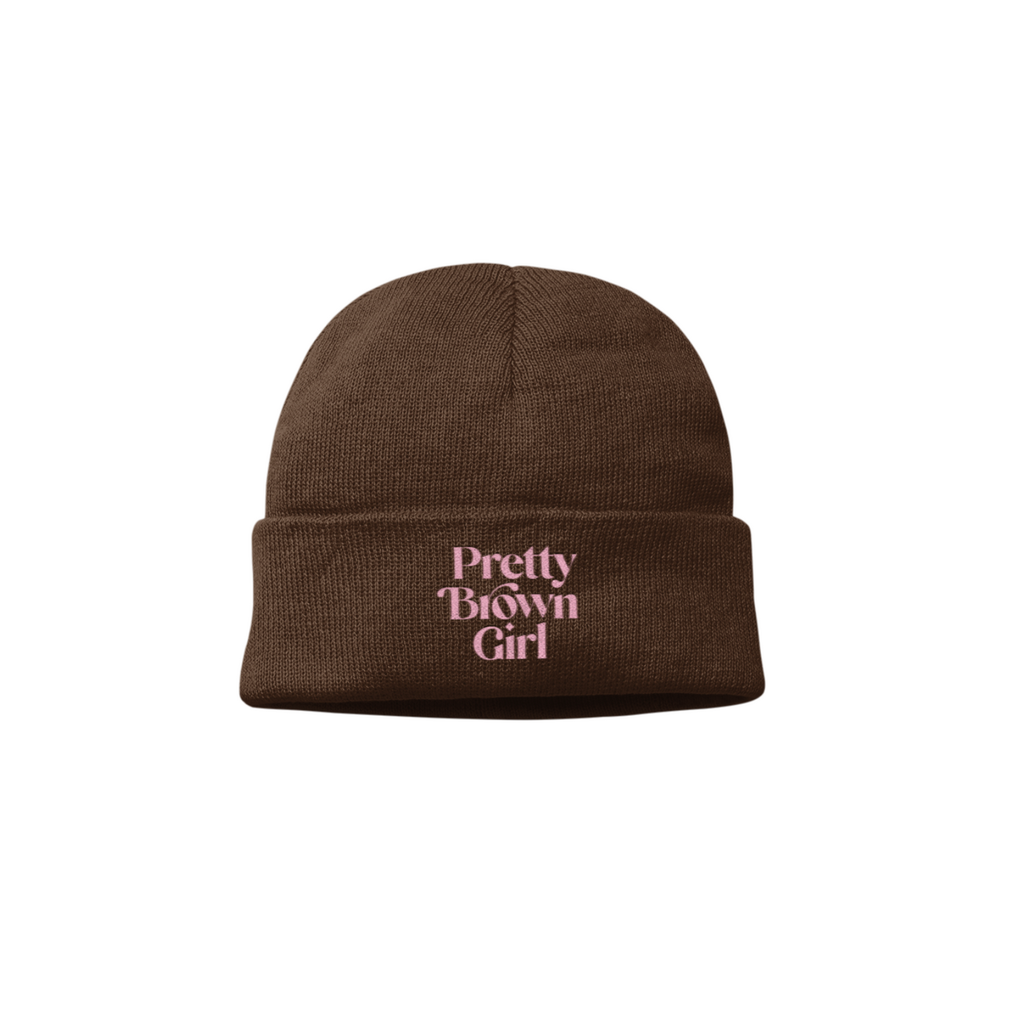 Pretty Brown Girl Beanie (Brown w/ Pink Logo)