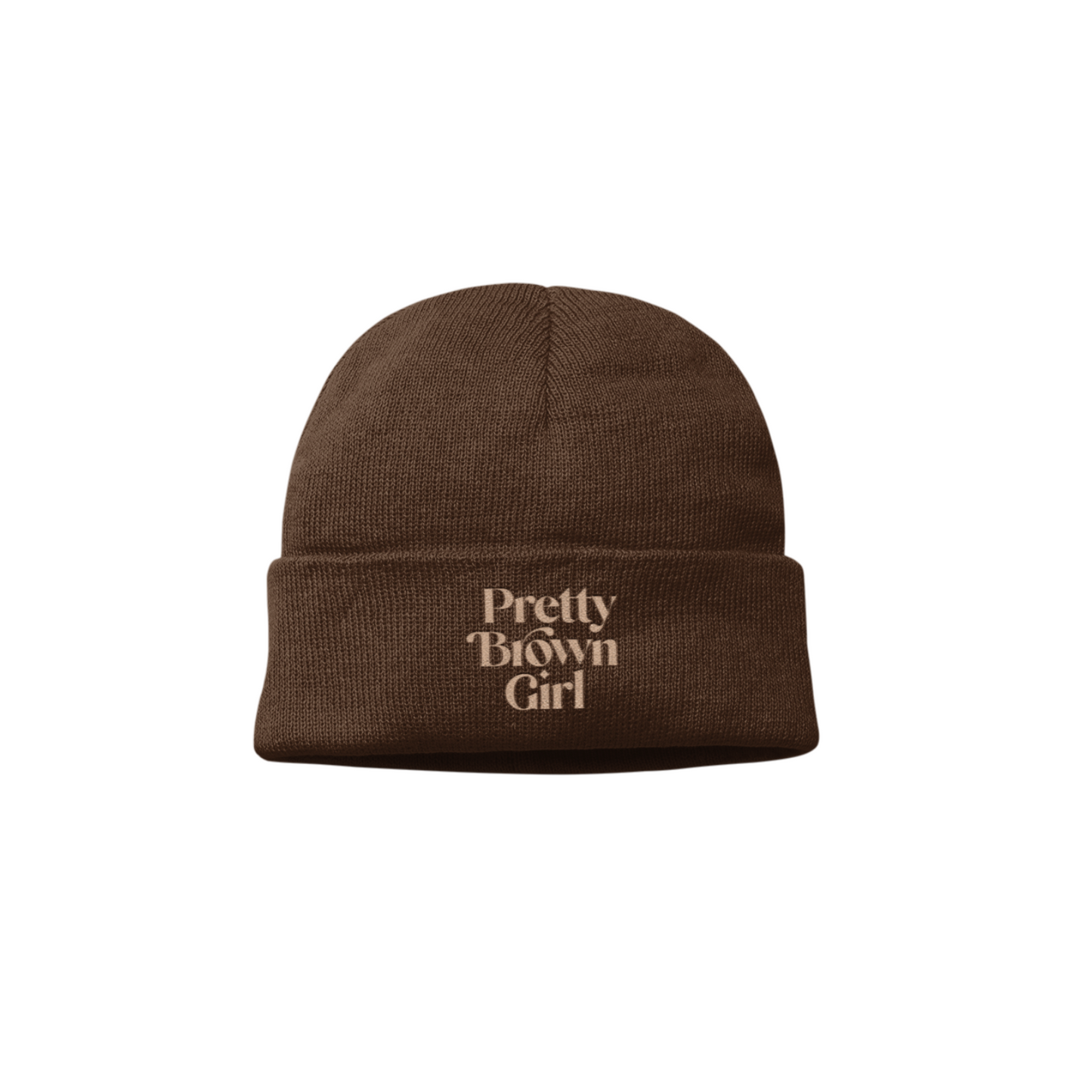 Pretty Brown Girl Beanie (Brown w/ Tan Logo)