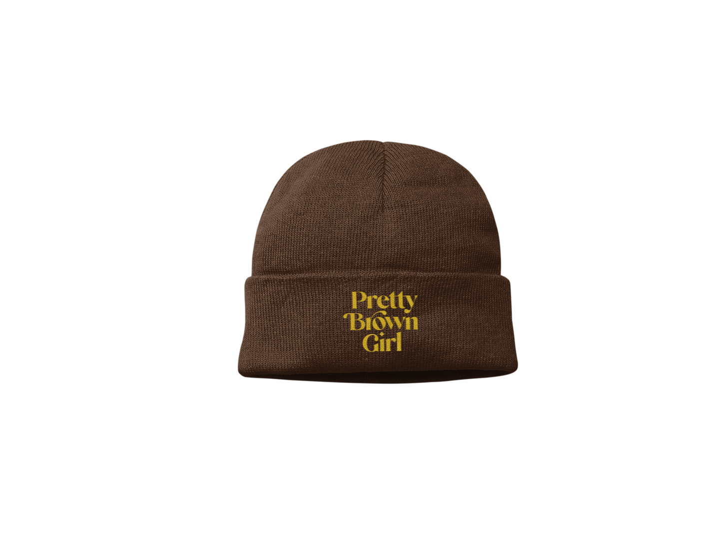 Pretty Brown Girl Beanie (Brown w/ Gold Logo)